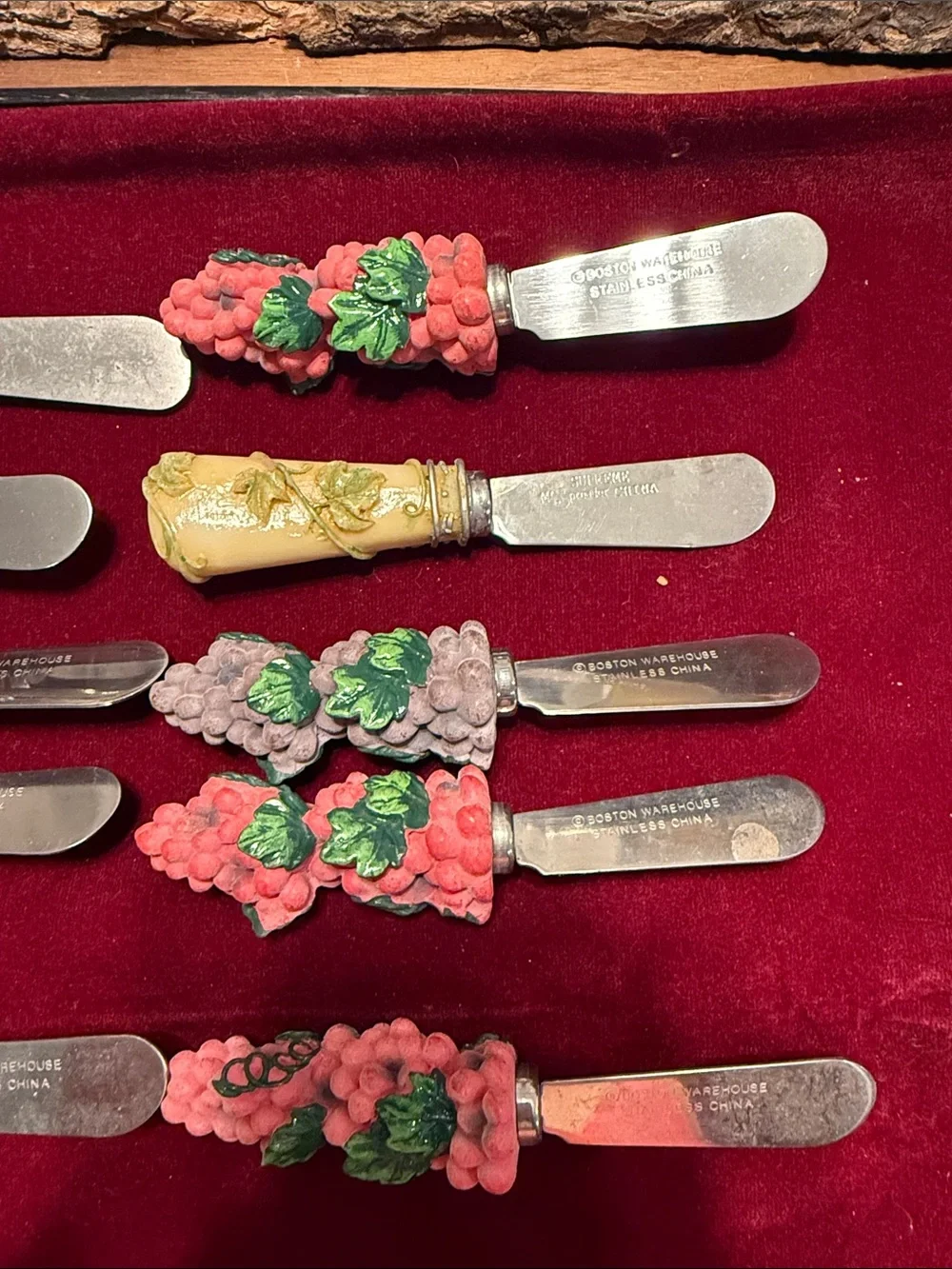 Grapes wine bottle cheese spreaders Ceramic Handle Spreaders - Set of 10
